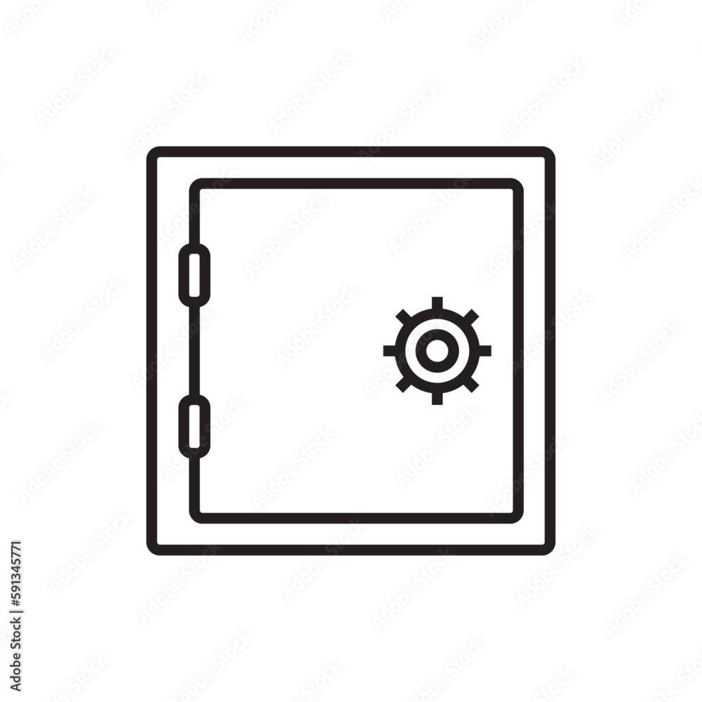 Vault Finance icon with black outline style. protection, secure, safety, box, password, savings, protect. Vector illustration Vault Finance icon with black outline style. protection, secure, safety, box, password, savings, protect. Vector illustration