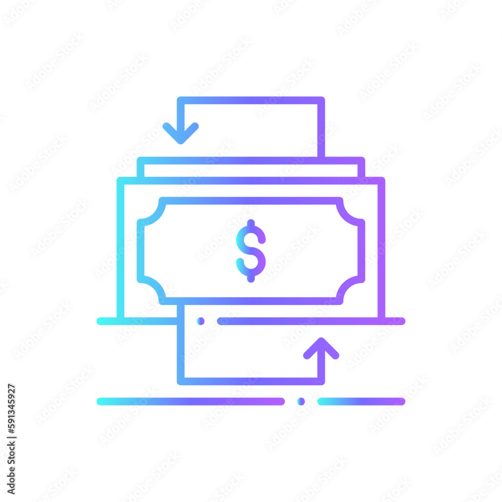 Money Flow Finance icon with blue duotone style. investment, dollar, transfer, profit, exchange, income, trade. Vector illustration Money Flow Finance icon with blue duotone style. investment, dollar, transfer, profit, exchange, income, trade. Vector illustration