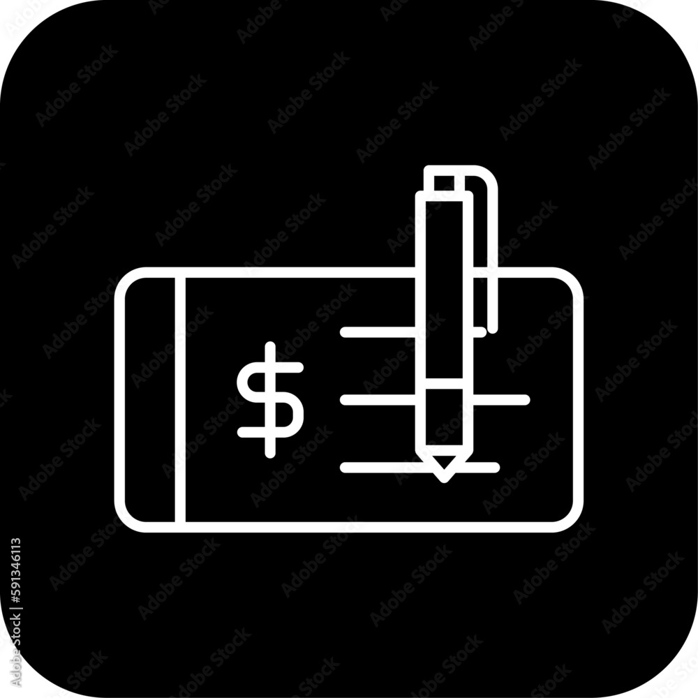 Checkbook Finance icon with black filled line style. check, paper, pen, cheque, accounting, document, account. Vector illustration Checkbook Finance icon with black filled line style. check, paper, pen, cheque, accounting, document, account. Vector illustration