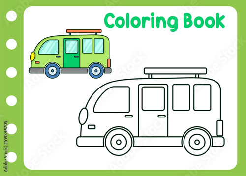 coloring book of van cartoon vector