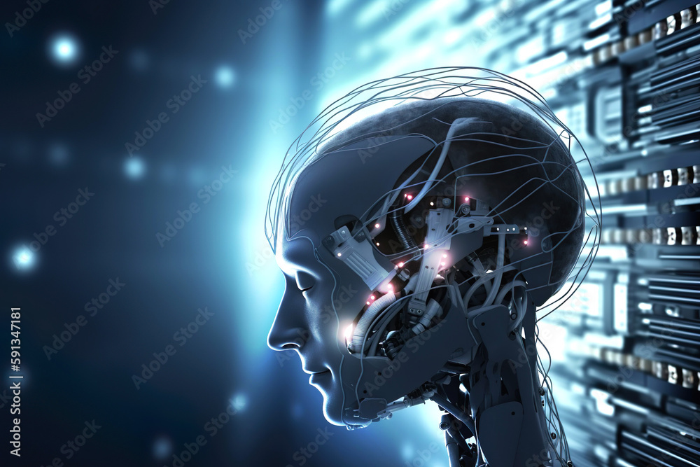 Abstraktes digitales menschliches Gesicht. Künstliche Intelligenz Konzept - Big Data oder Cyber-Sicherheit with Generative KI Abstraktes digitales menschliches Gesicht. Künstliche Intelligenz Konzept - Big Data oder Cyber-Sicherheit with Generative KI