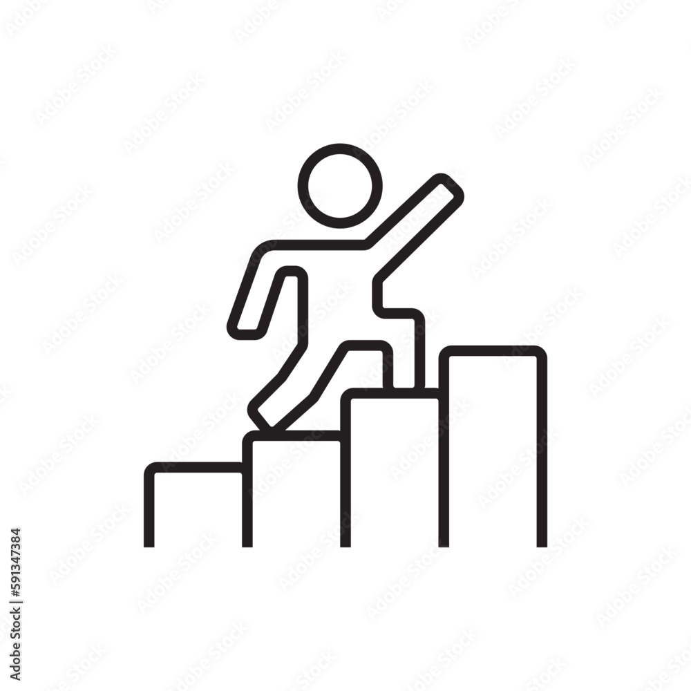 Career Business people icon with black outline style. success, management, goal, development, growth, leadership, progress. Vector illustration