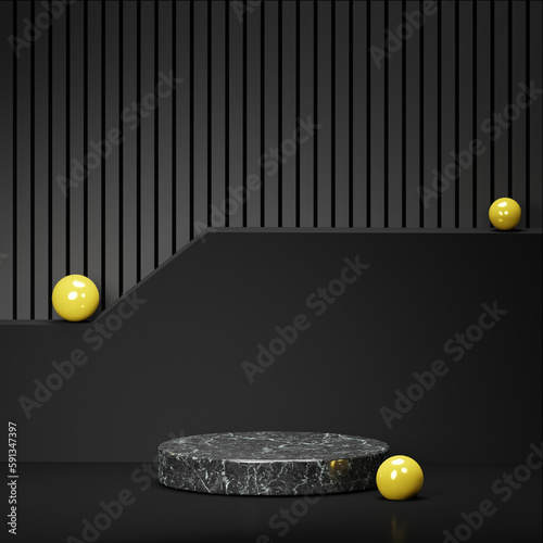 Black and Gold 3D Podium render