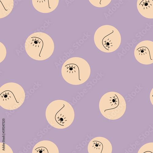Feminine look, abstract personage, mascot design, funny face, cute icon