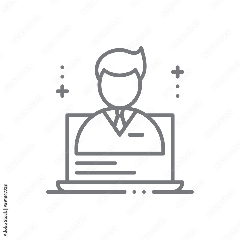 Personal Website Business people icon with black outline style. technology, app, data, computer, information, user, privacy. Vector illustration