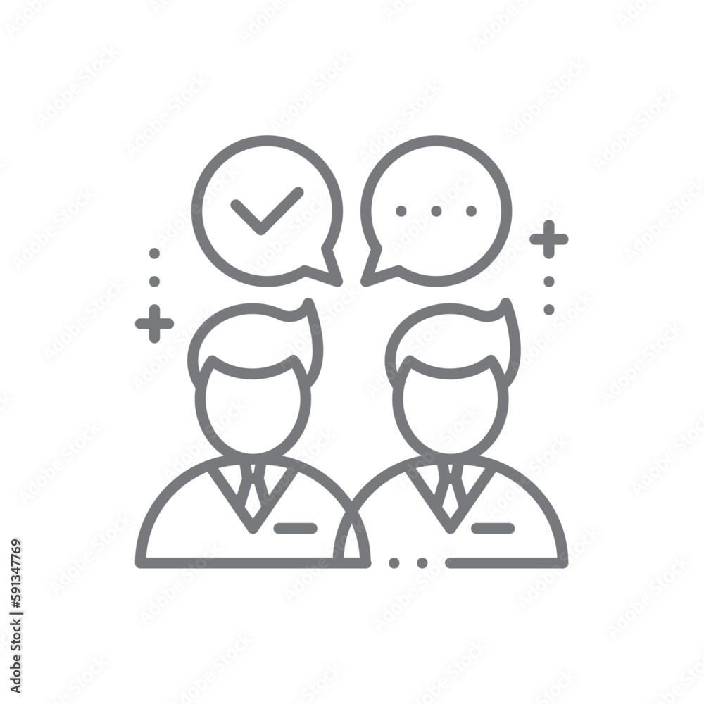 Agreement Business people icon with black outline style. handshake, people, team, partnership, cooperation, contract, group. Vector illustration