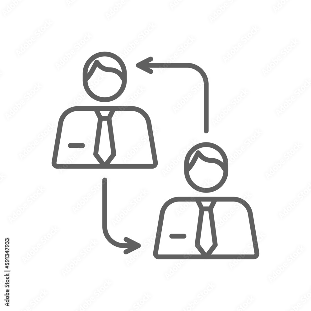 Fototapeta premium Mutation Business people icon with black outline style. people, concept, design, form, control, learn, definition, note. Vector illustration