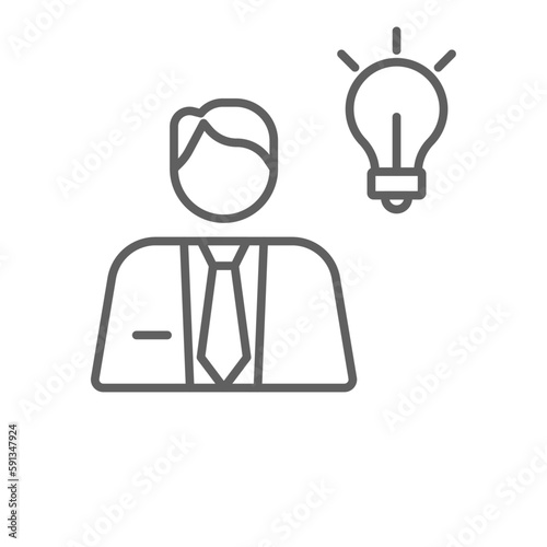 RnD Business people icons with black outline style. design, innovation, creative, analysis, graphic, plan, idea. Vector illustration