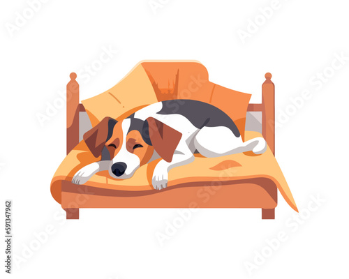 dog sleeping on comfortable bed