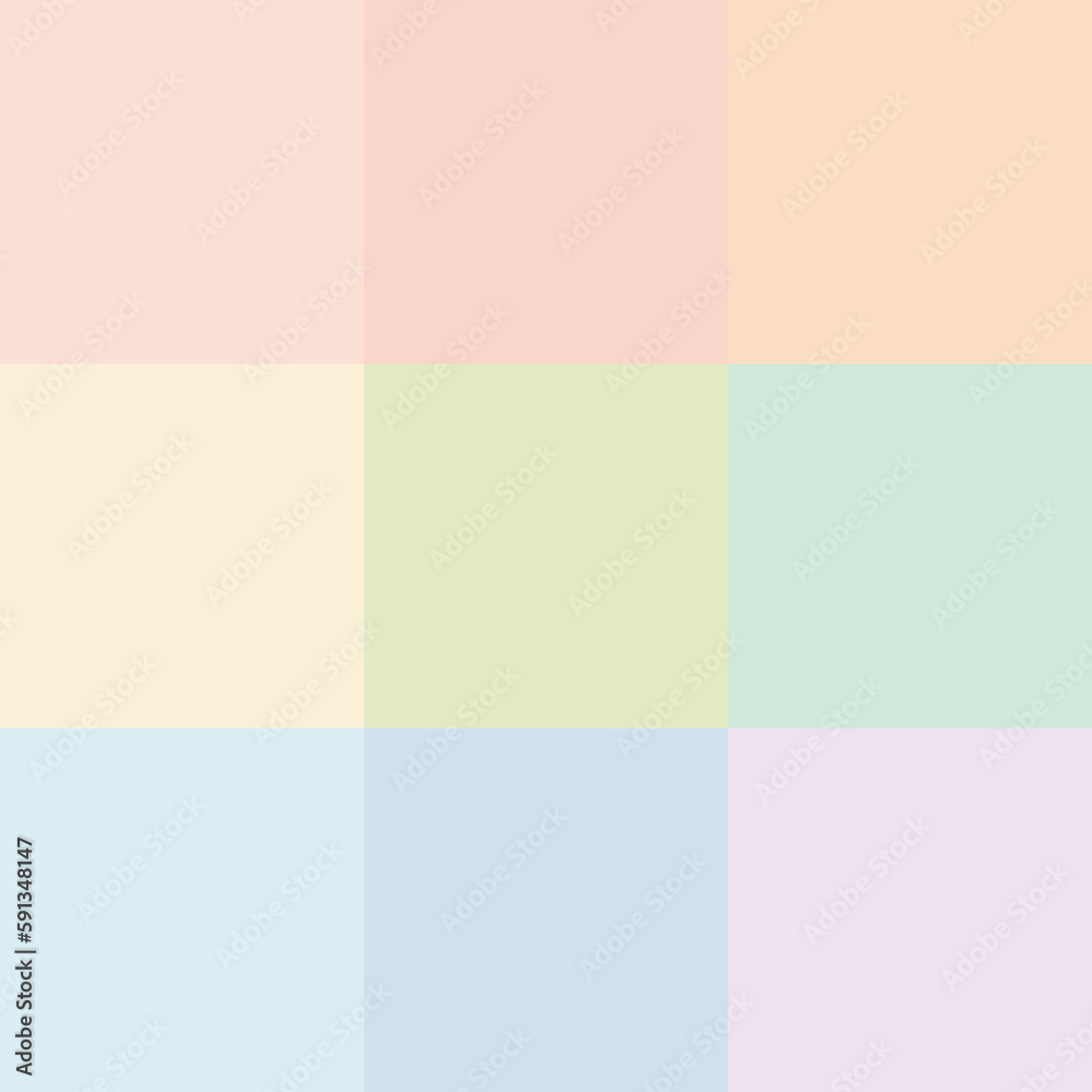9分割したカラフルなパステルカラーの正方形の背景 - 縦3分割･横3分割･明るい9色
