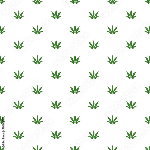 Cannabis marijuana leafs pattern on white transparent background , Vector illustration  © Baan3d