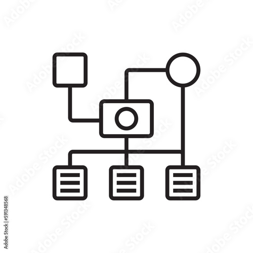 Algorithm Data management iconwith black outline style. data, digital, information, symbol, programming, software, ai. Vector illustration