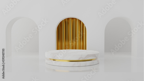 White and Gold Minimalist 3D Podium Render