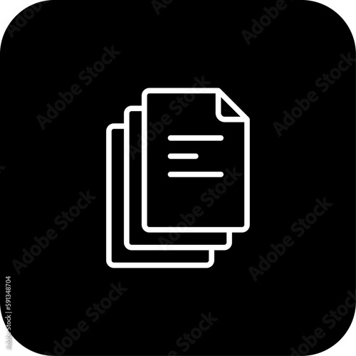 Paperwork Data management icon with black filled line style. document, contract, file, report, note, form, agreement. Vector illustration