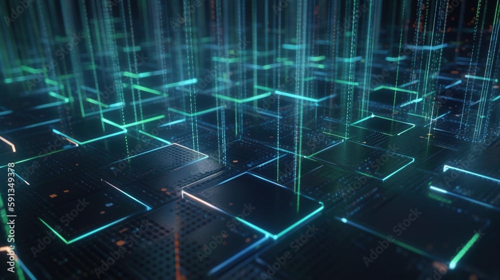 3d illustration of abstract technology background. Sci-fi concept.3D rendering of abstract technology concept. Futuristic cyberspace background,Abstract 3d rendering of data processing.Generative Ai