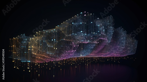 3d illustration of abstract technology background. Sci-fi concept.3D rendering of abstract technology concept. Futuristic cyberspace background Abstract 3d rendering of data processing.Generative Ai