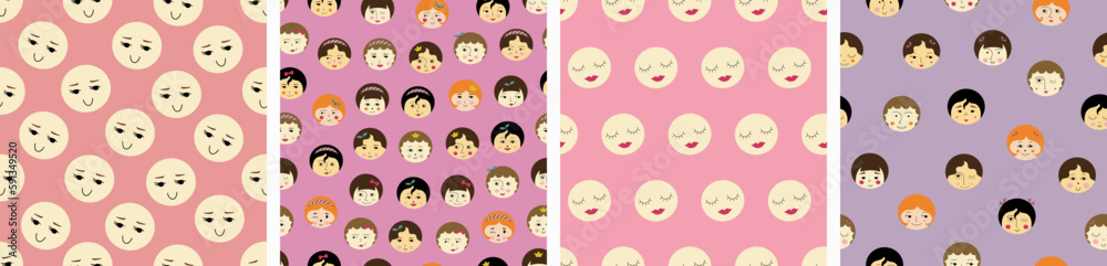 Feminine look, abstract personage, mascot design, funny face, cute icon Feminine look, abstract personage, mascot design, funny face, cute icon
