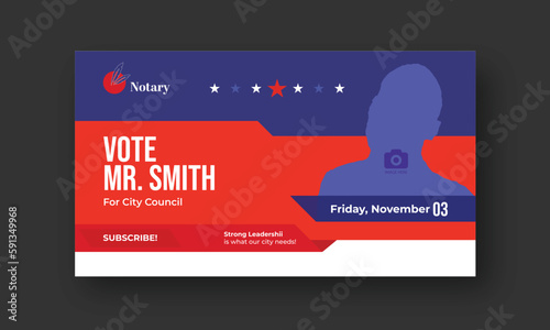 editable modern election video youtube thumbnail social media & web banner promotion layout design 