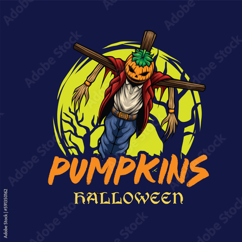 Vector illustration of halloween scarecrow