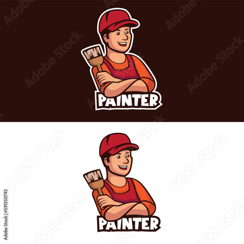 Mascot cartoon painter decorator vector