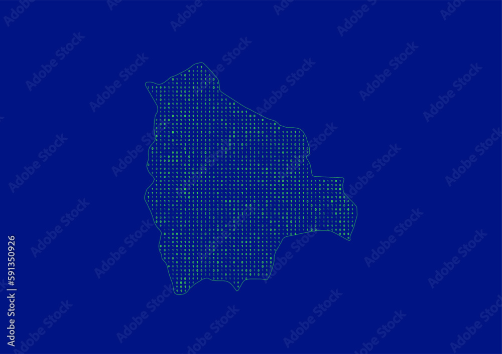 Vector Bolivia map for technology or innovation or it concepts. Minimalist country border filled with 1s and 0s. File is suitable for digital editing and prints of all sizes. Vector Bolivia map for technology or innovation or it concepts. Minimalist country border filled with 1s and 0s. File is suitable for digital editing and prints of all sizes.