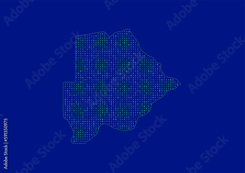Vector Botswana map for technology or innovation or it concepts. Minimalist country border filled with 1s and 0s. File is suitable for digital editing and prints of all sizes.
