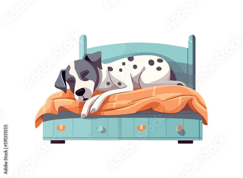 Cute puppy resting on comfortable pillow bed