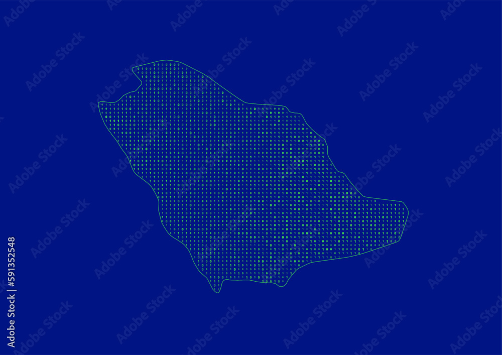 Vector Saudi Arabia map for technology or innovation or it concepts. Minimalist country border filled with 1s and 0s. File is suitable for digital editing and prints of all sizes.