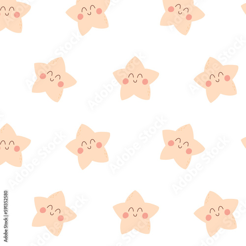 Seamless pattern with small star in boho style. Vector illustration. Kids print with stars. Children pattern.