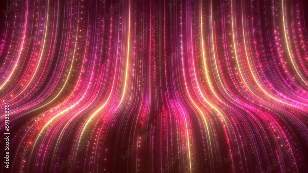 Red Line Particle Flow, Red particle lines rise, color particle stripes flow rising. elegant particles light growth background video.
