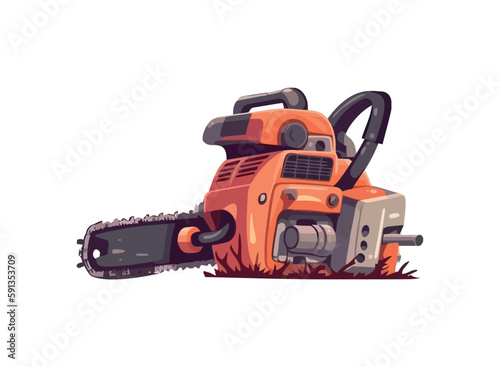 Cutting steel with chainsaw at lumber industry