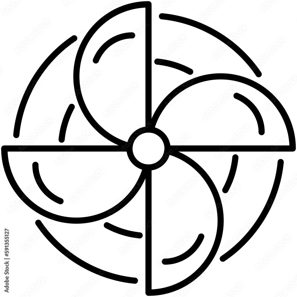 Fan Icon, Line Icon Style, Drying air system Symbol Vector Stock. Fan Icon, Line Icon Style, Drying air system Symbol Vector Stock.