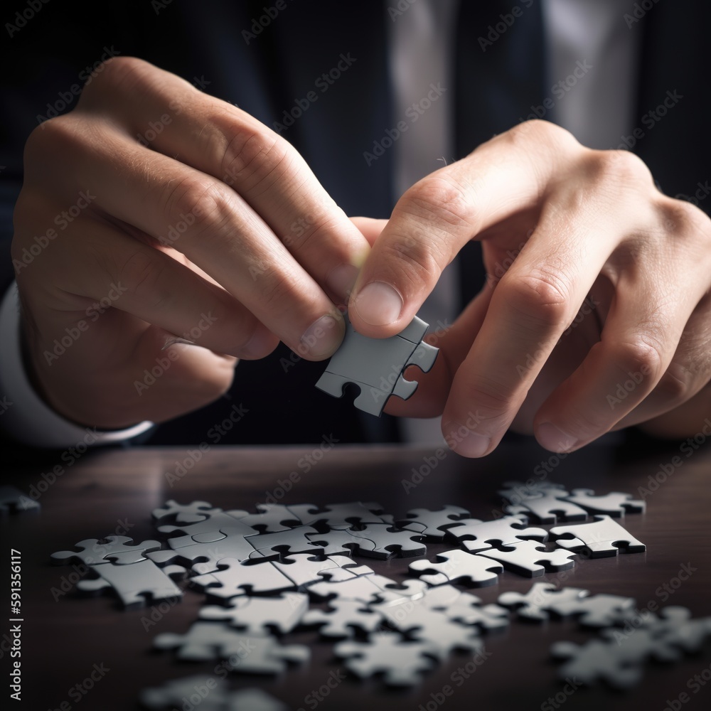 Creative Problem-Solving: The Businessman's Hand on the Puzzle, Generative AI