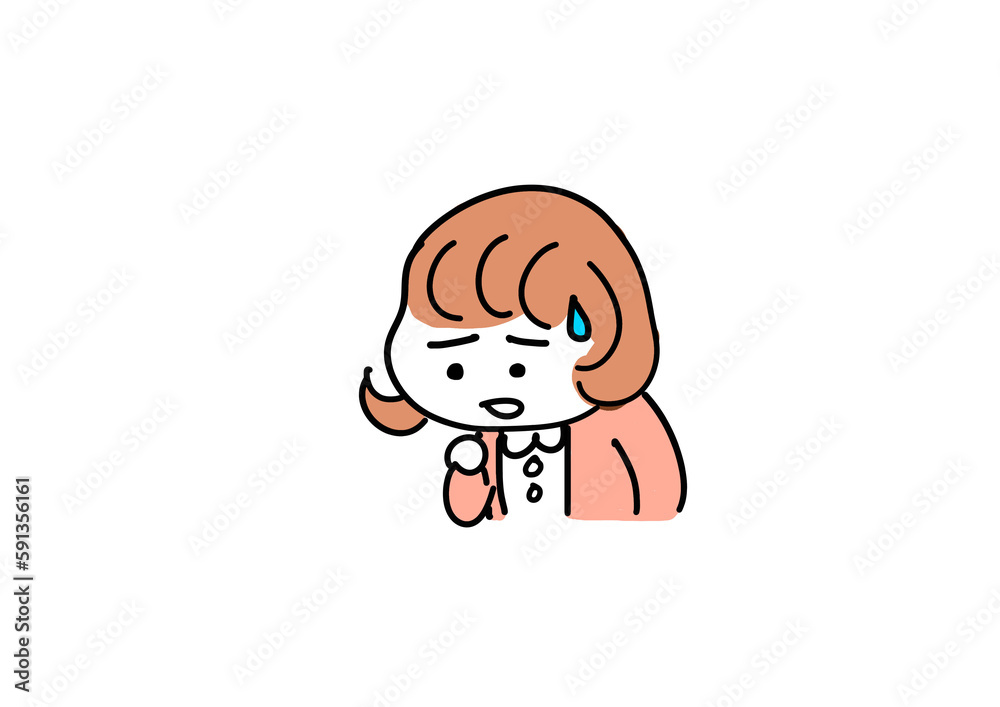 誰かがついてきて不安そうな女性