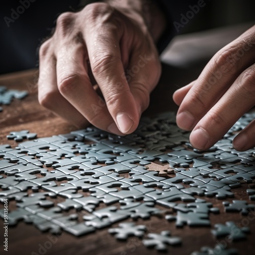 Creative Problem-Solving: The Businessman's Hand on the Puzzle, Generative AI