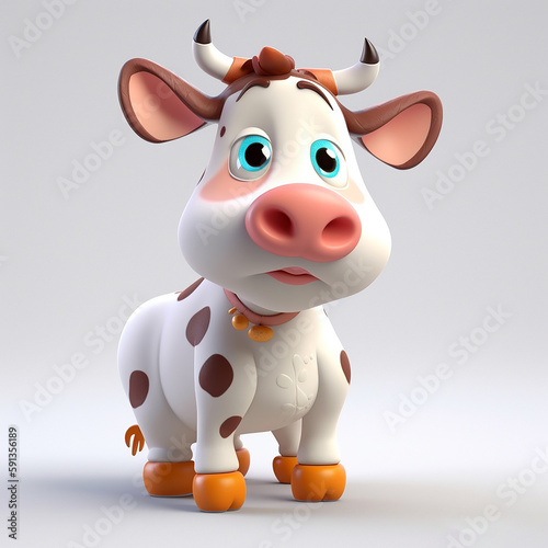 Cute cow cartoon 3d