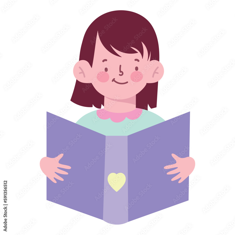 Child reading book with smiling cute Child reading book with smiling cute