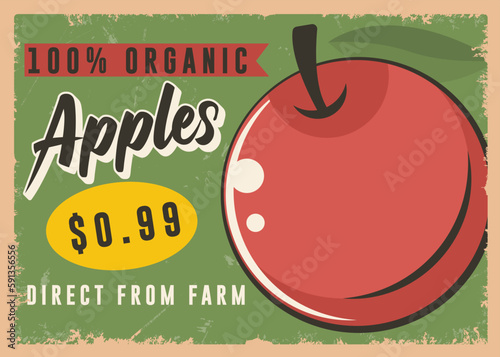 Apple fruit market vintage sign vector design photo