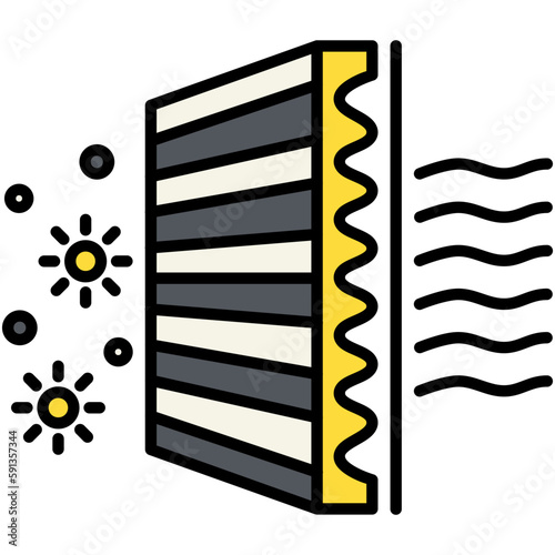 Air filter Icon, Line Filled Icon Style, Wind purify system Symbol Vector Stock.