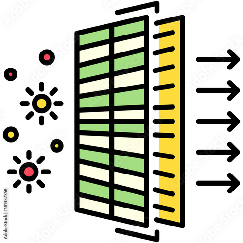 Air filter Icon, Line Filled Icon Style, Wind purify system Symbol Vector Stock.