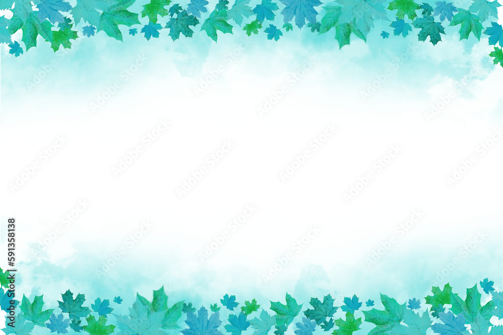 Autumn Transparent Smoke Background with Light Blue Leaves | Maple Leaves
