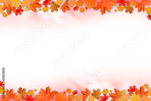 Autumn Transparent Smoke Background with Orange and Red Leaves   Maple Leaves