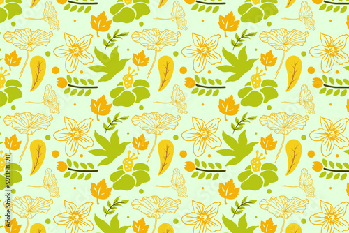 Foliage Cute feminine Abstract Flowers Seamless Patterns Backgrounds