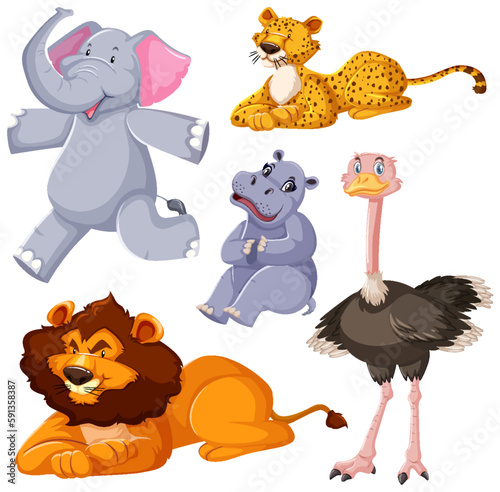Fototapeta Naklejka Na Ścianę i Meble -  Set of cute animals cartoon character