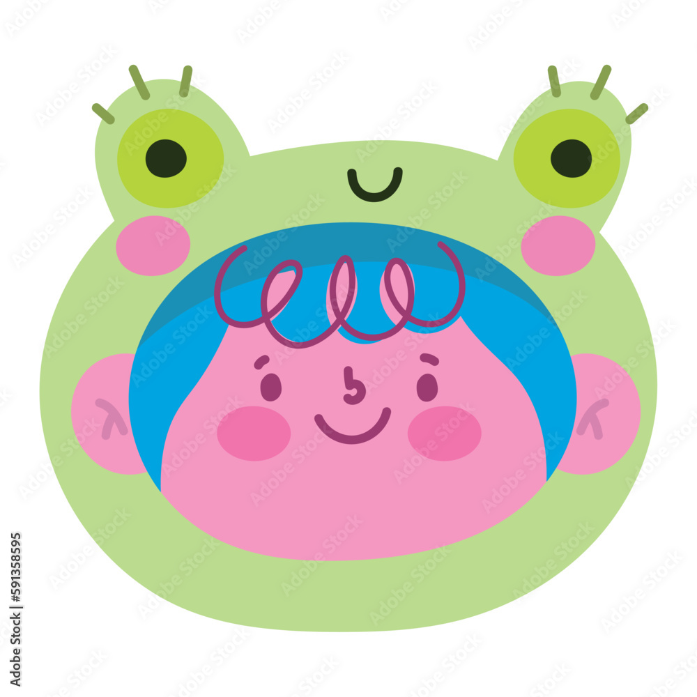 Cheerful cartoon character smiling with joy Cheerful cartoon character smiling with joy