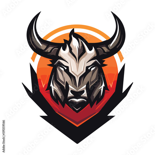 Bull mascot logo design vector with modern illustration concept style for badge, emblem and t-shirt printing. Angry bull illustration for sport team