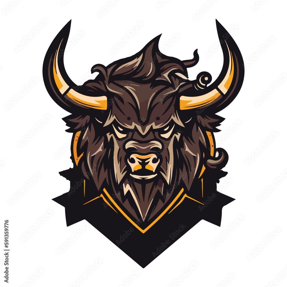 Bull mascot logo design vector with modern illustration concept style for badge, emblem and t-shirt printing. Angry bull illustration for sport team Bull mascot logo design vector with modern illustration concept style for badge, emblem and t-shirt printing. Angry bull illustration for sport team