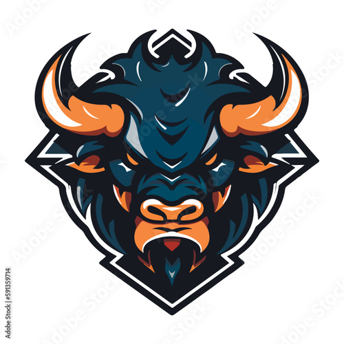 Bull mascot logo design vector with modern illustration concept style for badge, emblem and t-shirt printing. Angry bull illustration for sport team