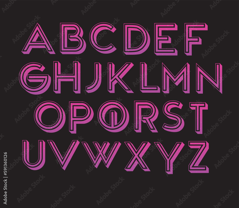 3d Pink alphabet letters font