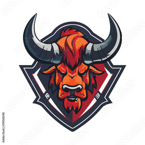 Bull mascot logo design vector with modern illustration concept style for badge, emblem and t-shirt printing. Angry bull illustration for sport team